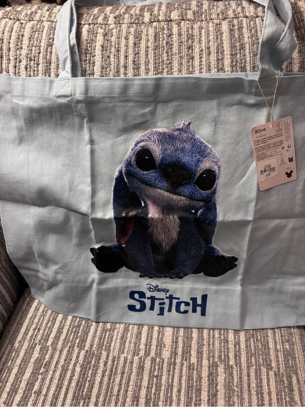 Primark Blue Disney Stitch Canvas Tote Bag